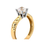 Złoty pierścionek 585 na zaręczyny z cyrkonią