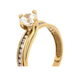 Złoty pierścionek zaręczynowy 585 z białymi cyrkoniami