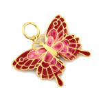 Zawieszka złota 585 delikatna oryginalna klasyczna czerwony motyl emaliowany na prezent