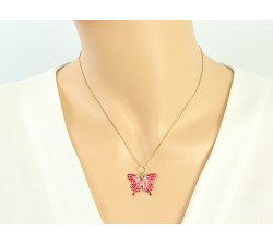 Zawieszka złota 585 delikatna oryginalna klasyczna czerwony motyl emaliowany na prezent