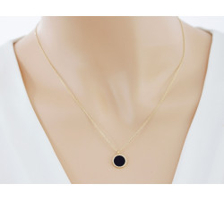 Złoty naszyjnik 585 z kółeczkiem i czarnym kamieniem elegancki wzór 14kt