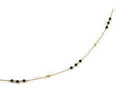 Złoto 585 naszyjnik kuleczki czarne onyksy prezent 14kt