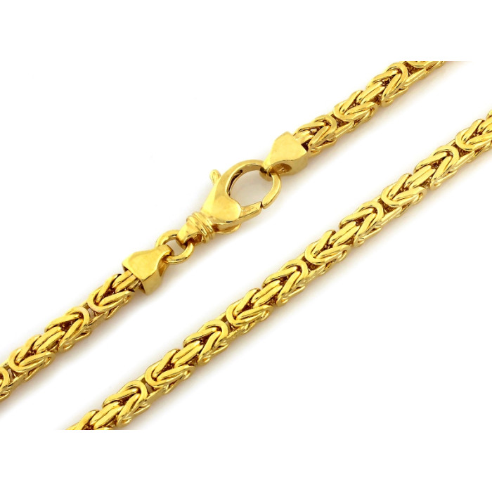 Męski złoty łańcuch 585 splot królewski błyszczący szeroki bizantyna