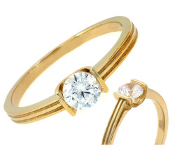 Pierścionek złoty 585 na zaręczyny z cyrkonią elegancki