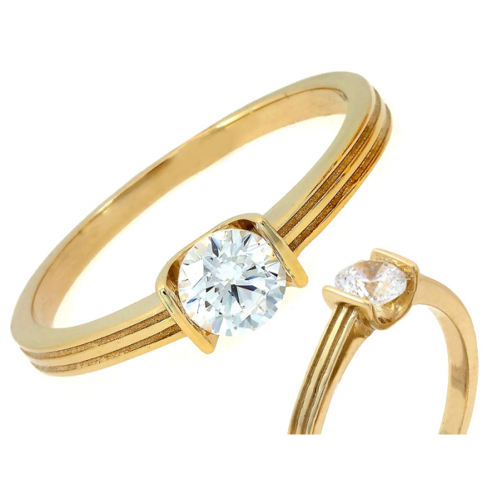 Pierścionek złoty 585 na zaręczyny z cyrkonią elegancki