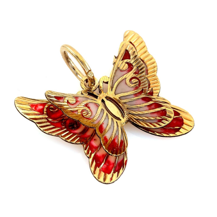 Złota zawieszka motyl emaliowana