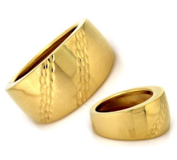 Szeroki złoty pierścionek 585 w stylu obrączki na prezent na co dzień