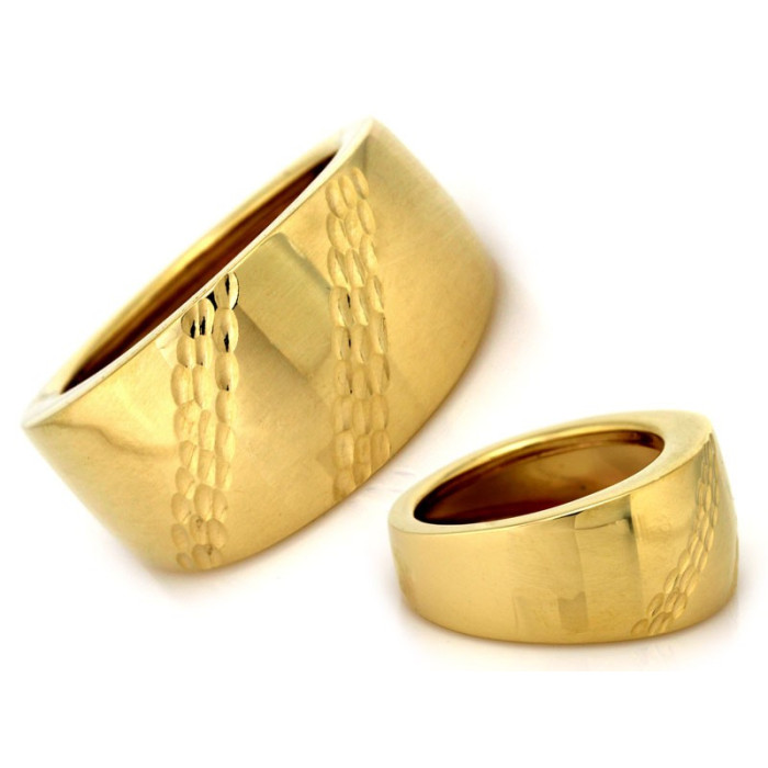 Szeroki złoty pierścionek 585 w stylu obrączki na prezent na co dzień