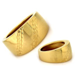 Szeroki złoty pierścionek 585 w stylu obrączki na prezent na co dzień