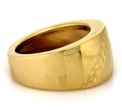 Szeroki złoty pierścionek 585 w stylu obrączki na prezent na co dzień