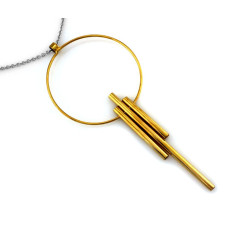 Naszyjnik srebrny 925 z pozłacaną przywieszką w kształcie koła na łańcuszku