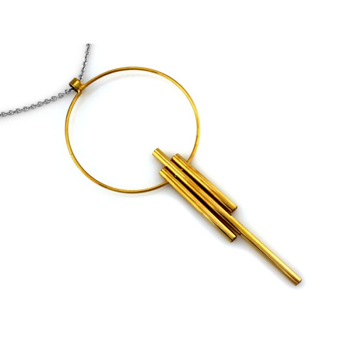 Naszyjnik srebrny 925 z pozłacaną przywieszką w kształcie koła na łańcuszku