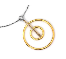 Srebrny naszyjnik 925 z pozłacanymi okręgami dwoma na łańcuszku