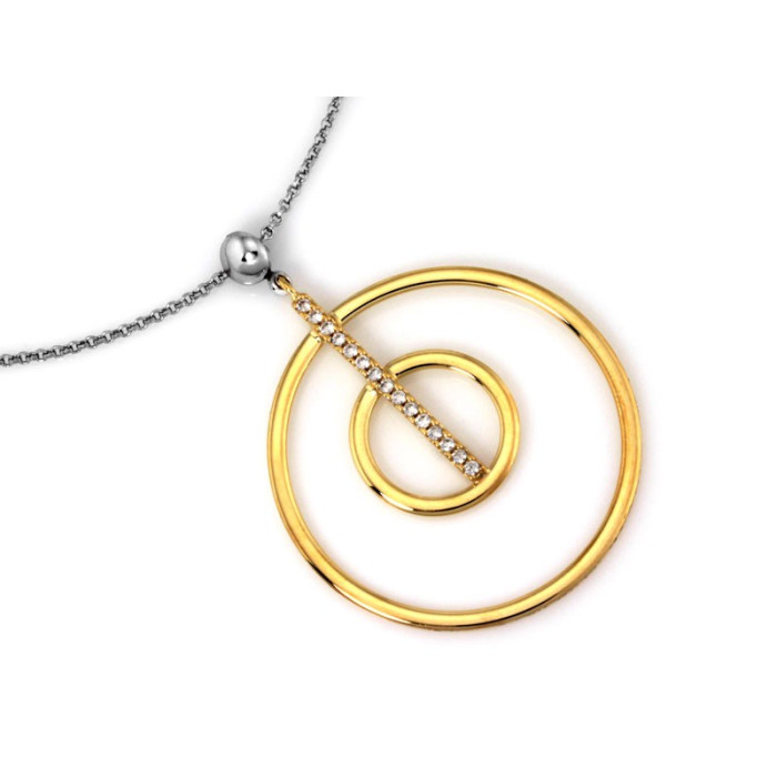 Srebrny naszyjnik 925 z pozłacanymi okręgami dwoma na łańcuszku
