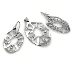 Srebrny komplet 925 kolczyki z zawieszką duże blaszki na prezent