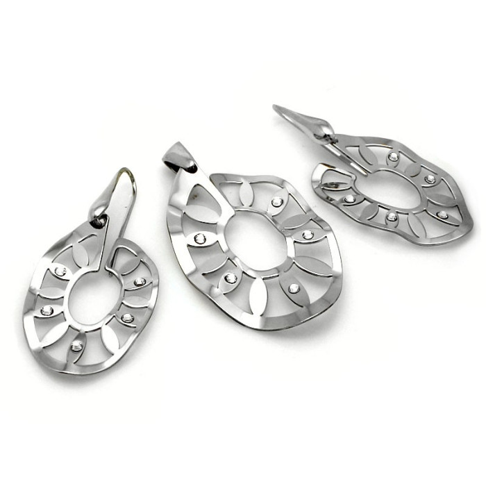 Srebrny komplet 925 kolczyki z zawieszką duże blaszki na prezent