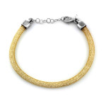 Modna szeroka bransoletka 925 pozłacana srebrna elastyczna flexi