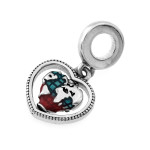 Srebrny beads 925 serce z mapą motyw podróżniczy charms do bransoletki