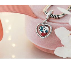 Srebrny beads 925 serce z mapą motyw podróżniczy charms do bransoletki