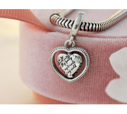 Srebrny beads 925 serce z mapą motyw podróżniczy charms do bransoletki