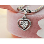 Srebrny beads 925 serce z mapą motyw podróżniczy charms do bransoletki