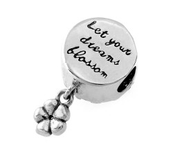 Srebrna przywieszka charms 925 beads do bransoletki z kwiatuszkami