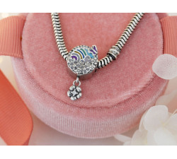 Srebrna przywieszka charms 925 beads do bransoletki z kwiatuszkami