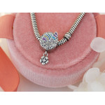 Srebrna przywieszka charms 925 beads do bransoletki z kwiatuszkami