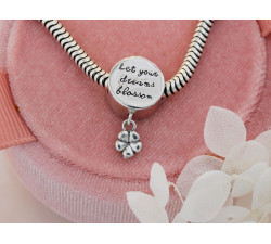 Srebrna przywieszka charms 925 beads do bransoletki z kwiatuszkami