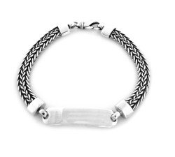 Oksydowana bransoletka srebrna 925 męska z miejscem na grawer