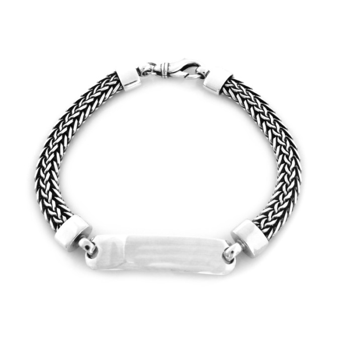 Oksydowana bransoletka srebrna 925 męska z miejscem na grawer