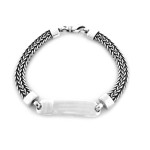 Oksydowana bransoletka srebrna 925 męska z miejscem na grawer