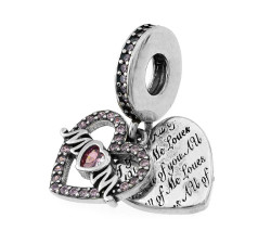 Srebrny wisiorek beads 925 zawieszka charms do bransoletki dwa serduszka