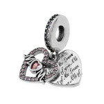 Srebrny wisiorek beads 925 zawieszka charms do bransoletki dwa serduszka