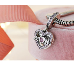Srebrny wisiorek beads 925 zawieszka charms do bransoletki dwa serduszka