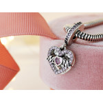 Srebrny wisiorek beads 925 zawieszka charms do bransoletki dwa serduszka