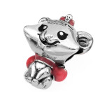 Srebrny wisiorek charms 925 dziecięcy beads myszka z różową kokardką