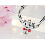 Srebrny wisiorek charms 925 dziecięcy beads myszka z różową kokardką