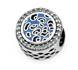 Srebrny charms 925 do bransoletki z cyrkoniami beads z niebieskim wzorem