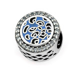 Srebrny charms 925 do bransoletki z cyrkoniami beads z niebieskim wzorem