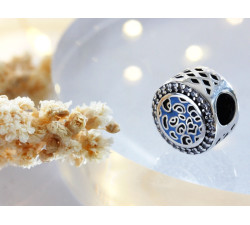 Srebrny charms 925 do bransoletki z cyrkoniami beads z niebieskim wzorem