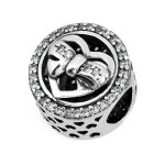 Srebrna przywieszka charms 925 modny beads z serduszkiem z cyrkoniami