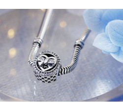 Srebrna przywieszka charms 925 modny beads z serduszkiem z cyrkoniami