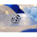 Srebrna przywieszka charms 925 modny beads z serduszkiem z cyrkoniami