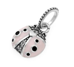 Zawieszka ze srebra charms 925 biedronka emaliowana z cyrkoniami