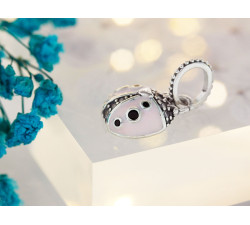 Zawieszka ze srebra charms 925 biedronka emaliowana z cyrkoniami