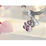 Zawieszka ze srebra 925 psia łapka i kość charms do bransoletki