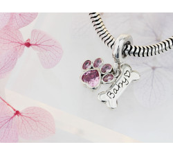 Zawieszka ze srebra 925 psia łapka i kość charms do bransoletki