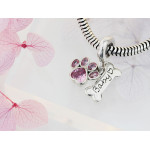 Zawieszka ze srebra 925 psia łapka i kość charms do bransoletki