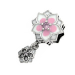 Zawieszka ze srebra 925 charms beads z emaliowanym kwiatkiem